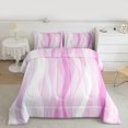 thumbnail image 2 of Homewish Pink Stripes Ombre Bedding Comforter Set for Women, Modern Fashion Abstract Twin Comforter Sets, Chic Line Reversible Bedding Set, Breathable Home Decor, 2pcs, 2 of 8