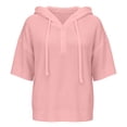 thumbnail image 4 of Caywon Women's Sweater, Hooded 3/4 Sleeve Button Front with Drawstring and Ribbed Trim, Loose Knit Casual Fall Winter Daily Wear for Women, 4 of 8