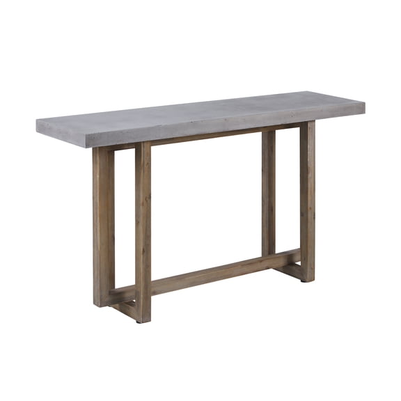 Elk Home Merrell Console Table with Grey Concrete Top and Wood Geometric Base