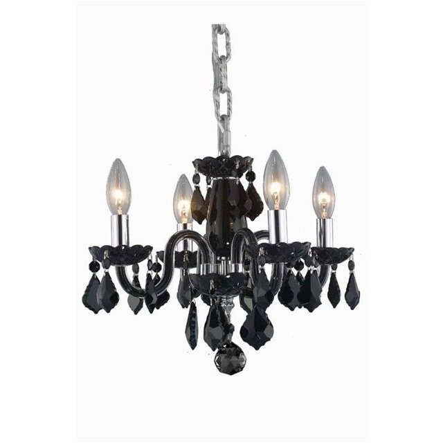 Elegant Lighting Rococo 15" 4 Light Royal Crystal Chandelier in Black