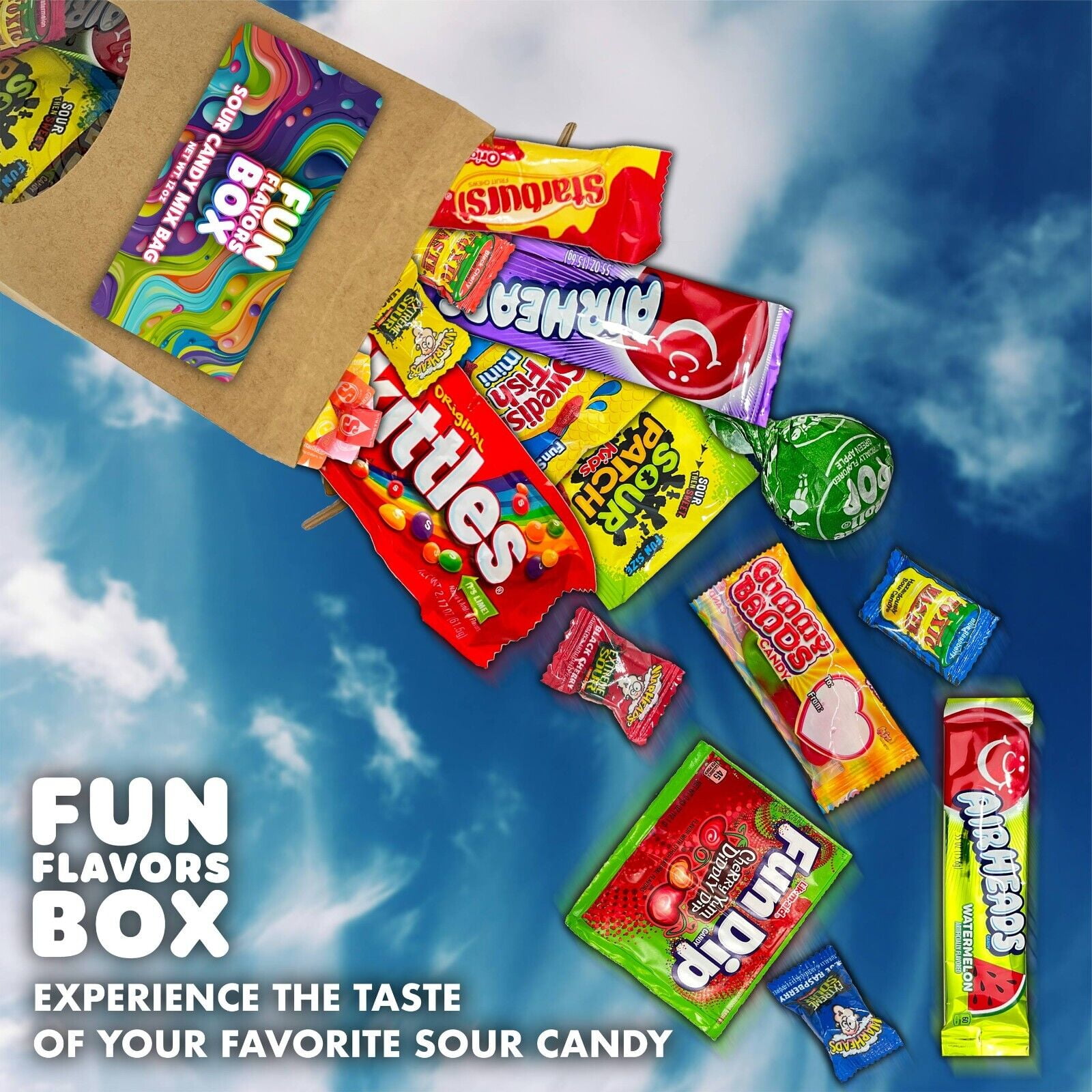 Fun Flavors Candy Sour Mix Bag, Gummies, Sweets 35 Count Variety Pack, Birthday Gift, Party Favors