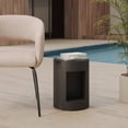 thumbnail image 4 of LeisureMod 14" Wide Round Side Table in Fiberstone with Open Storage Compartment and Painted Finish Indoor Outdoor Use Modern Home, Living Room, Bedroom, Patio, Garden Nook Collection in Black, 4 of 11