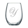 thumbnail image 1 of 4-pc Precious Script Personalized 15 oz Stemless Wine Glass, Letter Y, 1 of 3