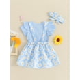 thumbnail image 5 of vera natura 3Pcs Baby Girls Summer Outfits Short Sleeve Romper + Daisy Suspender Skirt + Headband Set, 5 of 8
