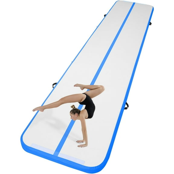 STAWAY Inflatable Tumbling Mat - 16ft Gymnastics Air Mat with 4" Thickness, Electric Pump Included, Durable & Waterproof for Home, Gym, Yoga, Cheerleading, Beach & Park