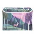 thumbnail image 7 of Yayeee Collapsible Cube Storage Bin with Lid Fabric Closet Decorative Basket with Handles, Green Night Deer, 7 of 7