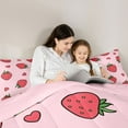 thumbnail image 5 of jejeloiu Cute Strawberry Full Size Comforter Sets,Cartoon Kawaii Loves Bedding Comforter Set,Pink Red Bedding Sets For Girl,Ultra Soft Home Decor Reversible,3pcs, 5 of 8
