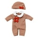 thumbnail image 2 of Conjunto de vestido navideño para muñecas Reborn de 30 cm | Disfraces navideños en rojo, marrón y rosa | Tela elástica de algodón, juguete fácil de vestir para niñas de 3 a 6 años, 2 of 5