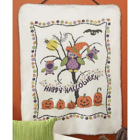 duftin halloween tricks fleece blanket stamped cross stitch