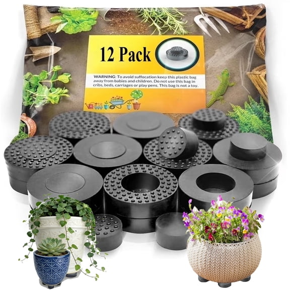 Wiher 12 Pcs Pot Feet with Enhanced Non-Slip Surface Durable and Strong Load-bearing Capacity for Planting on Terraces Balconie Gardens,Black
