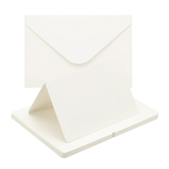 Uxcell Blank Half Fold Card and Envelopes, 20 Set 4 x 6 Inch Blank Folded Cardstock and Printable Envelopes White Greeting Cards for Invitations Wedding DIY Birthday, White