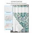 thumbnail image 2 of No Hook Cloth Fabric Shower Curtain with Snap in Liner, Teal Paisley Pattern Waterproof Shower Curtains Set with See Through Top Window, Boho Ethnic Floral Traditional Bath Curtains Shower 66"x72", 2 of 6