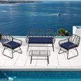 thumbnail image 4 of 4 - piece blue garden furniture - water resistant cushions & smooth rattan - outdoor use, dry and clean in rain, 4 of 4