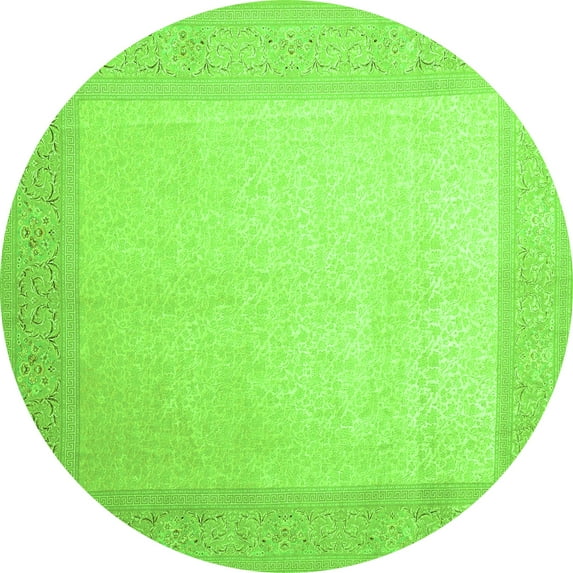 Ahgly Company Indoor Round Abstract Green Contemporary Area Rugs, 8' Round