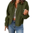 thumbnail image 3 of ClodeEU Women's Corduroy Jacket ,Lapel Button Long Sleeve Jacke,Fall Loose Casual Trendy Jacket Army Green,Womens Plus L, 3 of 8