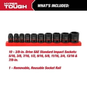 Hyper Tough 11-Piece 3/8-inch Drive Impact Socket Set (SAE)