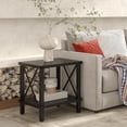 thumbnail image 2 of Large End Table Farmhouse Side Table Industrial Style Sofa Table Coffee Table Metal X Accent Wood End Table NightStand with Storage Shelf for Living Room Bedroom, 2 of 5