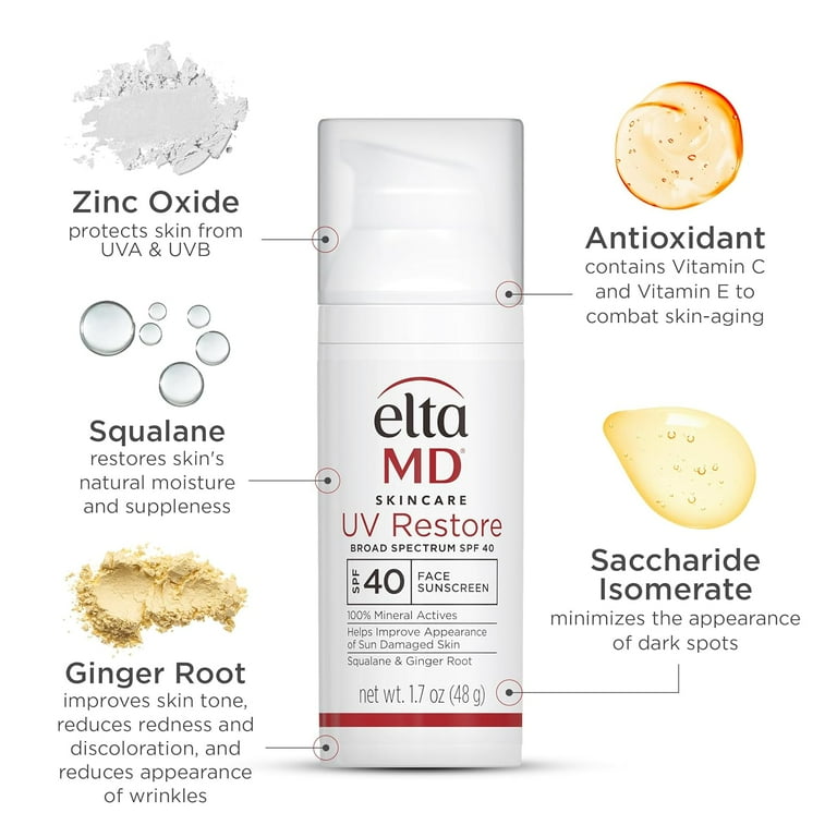 EltaMD UV Restore,Face Sunscreen, SPF 40, Mineral Sunscreen for