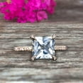 thumbnail image 1 of Blue Aquamqrine Engagement Ring-Solid 10K Rose Gold 1.50 Carat Cushion Cut Art Deco Design, Promise Ring, Anniversary Ring, 1 of 5