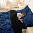 thumbnail image 5 of Homewish Sugar Skull 7-Piece Twin Bedding For Adults Teens,Blue Damask Bedding Comforter Set,Halloween Bed Set,Black Reversible, 5 of 8