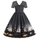 thumbnail image 3 of Vestido informal con cuello redondo y manga corta con estampado de moda de Halloween para mujer, 3 of 4
