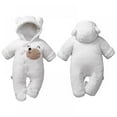 thumbnail image 4 of URMAGIC Newborn Baby Cartoon Smile Bear Snowsuit Infant Jumpsuit Footie Romper Winter Coat Romper 8-12 Months, 4 of 10