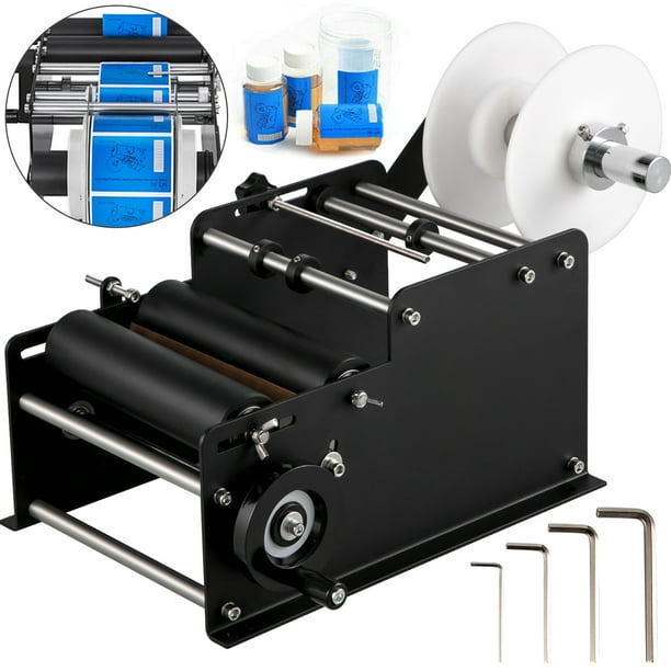 VEVOR MT-30 Round Bottle Labeling Machine, Manual Label Applicator, 20-40 pcs/min, Bottle Label Applicator Machine 26-165 mm Label Width, Beer Bottle ...
