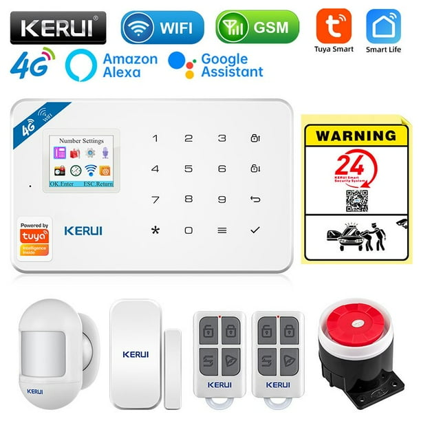 El sistema de alarma de seguridad KERUI Tuya Smart WIFI GSM funciona con Alexa Home, Detector de movimiento antirrobo, puerta de humo, Sensor de ventana, cámara IP Tan Jianjun unisex