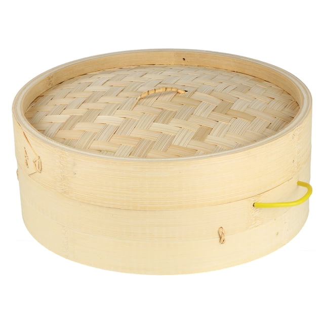 MasteelfCA 2pcs Handmade Bamboo Steamer Kitchen Food Steamer with Lid Cooking Tool (25.5CM)