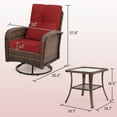 thumbnail image 4 of LOGYAT Outdoor Swivel Wicker Pulley Patio Chair with Washable Cushions, Two Chairs and a Tempered Glass Top Table, Ideal for Porches, Balconies, Decks, Brown Rattan， Red Cushion, 4 of 8