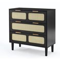 thumbnail image 6 of Kepooman Chest of Drawers,Drawer Chest,Dressers,3 drawer dresser, modern rattan dresser cabinet with wide drawers and metal handles, farmhouse wooden storage chest of drawers, 6 of 12