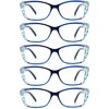 5 Pairs Reading Glasses, Blue Light Blocking Glasses, Computer Reading Glasses for Women and Men, Fashion Rectangle Eyewear Frame(5 Blue, +1.25 Magnification)