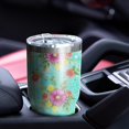 thumbnail image 5 of 30oz Pioneer Flower Floral Print Pattern Tumbler, Double Wall Vacuum Insulated Cup, BPA-Free Leak Proof Lid & Reusable Straws, Hot 12h, Cold 34h, 5 of 6