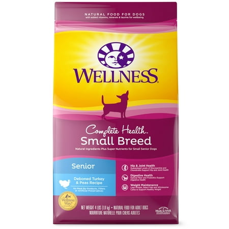 Wellness Complete Health Turkey & Peas Recipe Small Breed Senior Dry Dog Food, 4