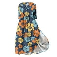 thumbnail image 4 of Ruyang Women's Casual Dresses Floral Print Button Mid Length Sleeve Loose Dress Swing Dress Casual Summer Dress for Women, 4 of 4