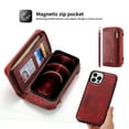 thumbnail image 5 of Tech Circle iPhone 12 Pro Max Wallet Case with Card Slot Premium Soft PU Leather Zipper Flip Folio Wallet with Wrist Strap Protective for iPhone 12 Pro Max Case,Red, 5 of 9