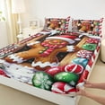 thumbnail image 3 of Manfei Christmas Gingerbread Man Twin Sheet Sets,Candy Cane Twin Fitted Sheet,Colorful Xmas Ball Flat Sheet For Teens,Super Cozy Room Decor,3-Piece, 3 of 7