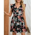 thumbnail image 2 of Yesfashion Women's Floral Plunging V Neck Tie Open Back Summer Short Dress, 2 of 9