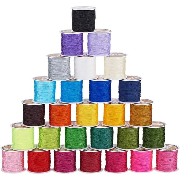 28 Color Chinese Knotting Cord 0.8mm Nylon Hand Knitting Cord String Beading Thread Jewelry Nylon Cord for Jewelry Making Bracelet Beading Thread 980 yards totally