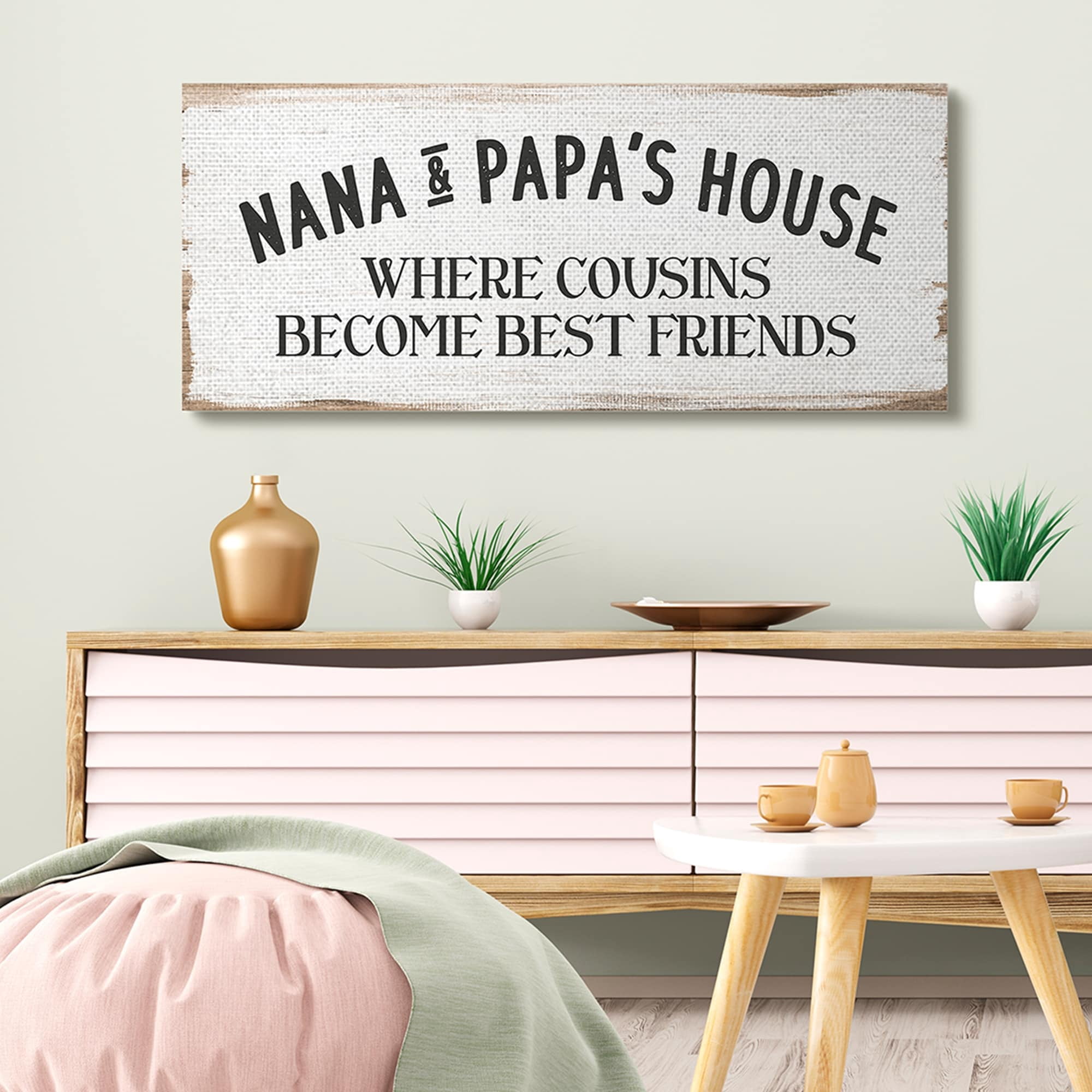 Stupell Industries Nana & Papa's House Greeting Traditional Family,20 x 48,Designed by Daphne Polselli