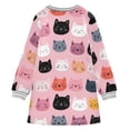 thumbnail image 6 of Girls' long-sleeved dress Cute Cat Girls' A-line dress with ribbed cuffs Soft and comfortable, 6 of 6