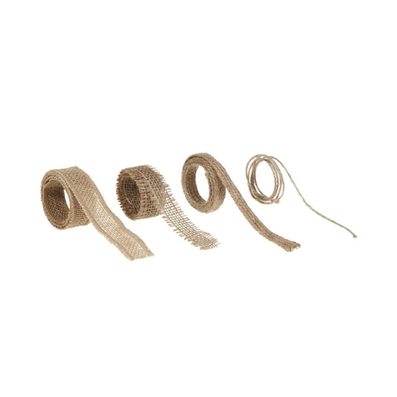 Love, Laugh, Craft Burlap Ribbon Set, 1"W x 1-yd, 4-Pack, Natural, Brown
