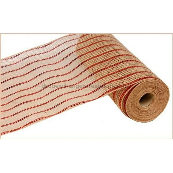 10.25"X10Yd Poly/Jute/Metallic Mesh Red/Natural RY800624