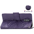 thumbnail image 4 of Case Premium PU Leather Flip Wallet Case Butterfly Embossed Full Body Protection Flip Stand Card Holder Magnetic Cover for Samsung S21 FE(Drak Purple), 4 of 6