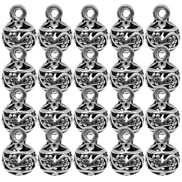 Silver Alloy Charms for Jewelry Making 20Pcs DIY Hollow Balls for Decoration