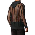 thumbnail image 3 of INSPIRE CHIC Sheer Mesh Hoodies for Men's Long Sleeves See Through Striped Pullover Tee Shirts, 3 of 4