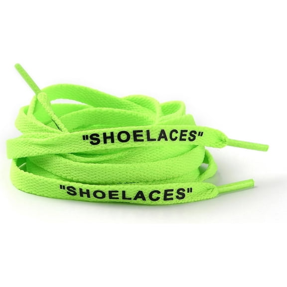 4Pcs Polyester Flat Shoelace Flat Sneaker Shoe String with Word for Adults Lime 1200x9x1.5mm