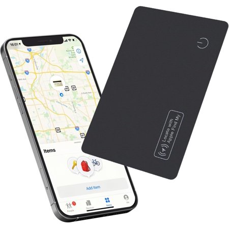 Wallet Tracker Card, Rechargeable Wallet Finder Compatible with Apple Find My (iOS Only) Item Finder for Luggage Tags Mobile Phones Passports, IP68 Waterproof
