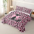 thumbnail image 3 of Manfei Pink Leopard Print Bow Letter L Twin Quilt Set for Girls, Cute Initial Bows Twin Coverlet Set, 3 of 7