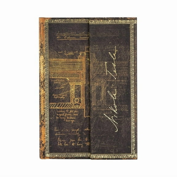Paperblanks | Tesla, Sketch of a Turbine | Embellished Manuscripts Collection | Hardcover | Mini | Unlined | Wrap Closure | 176 Pg | 85 GSM (Diary)